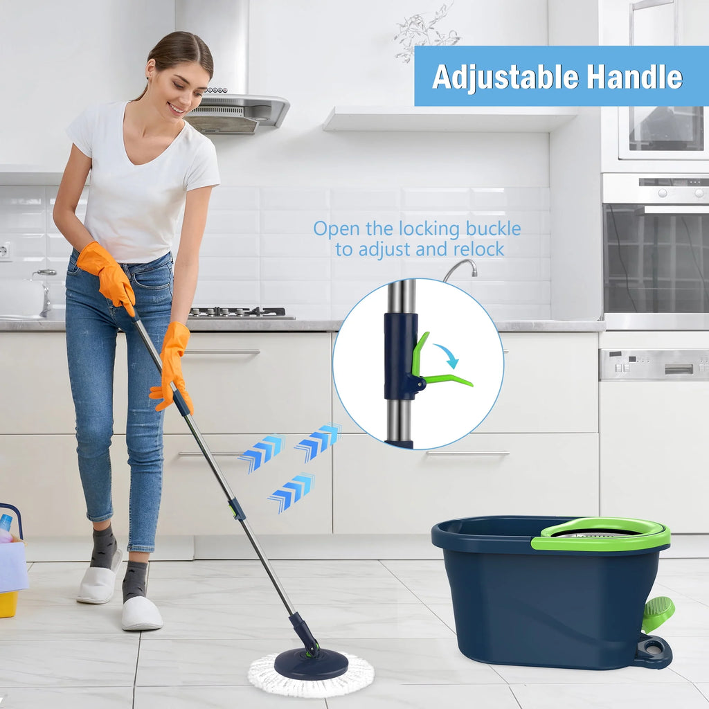 Green Spin Mop and Bucket with Wringer Set I6991