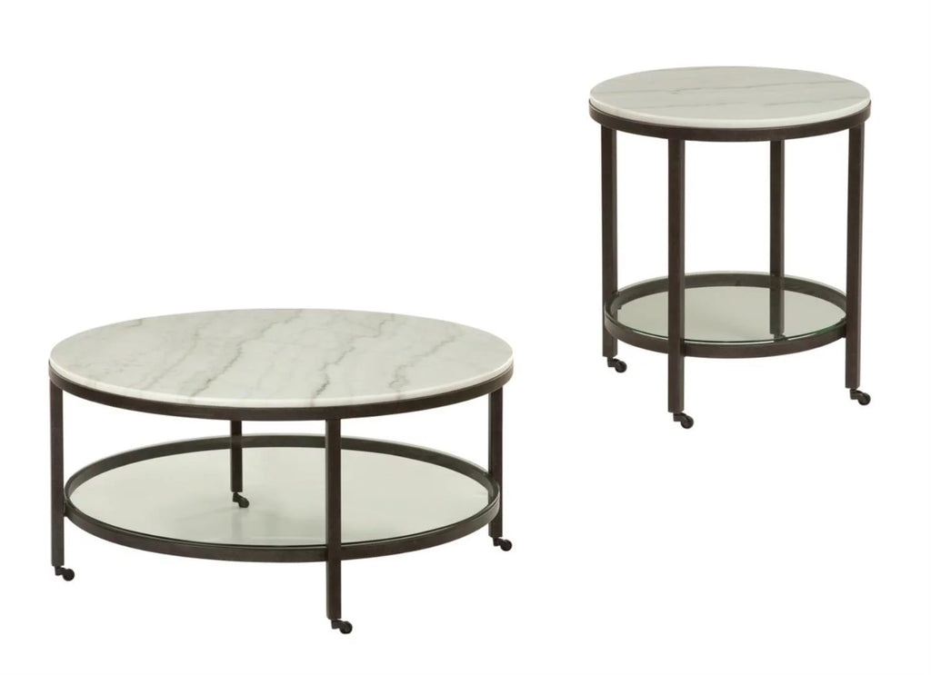 White Marble Round End Table Z295161