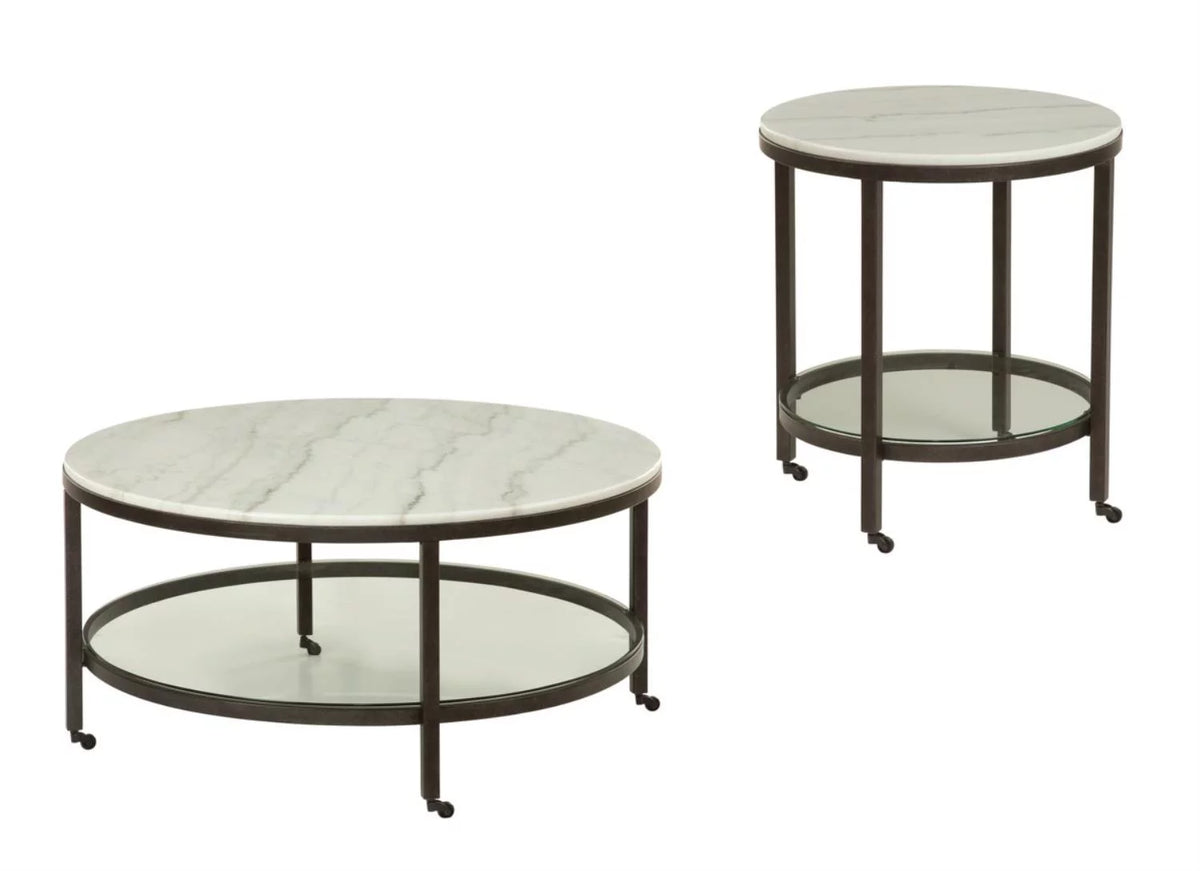 White Marble Round End Table Z295161