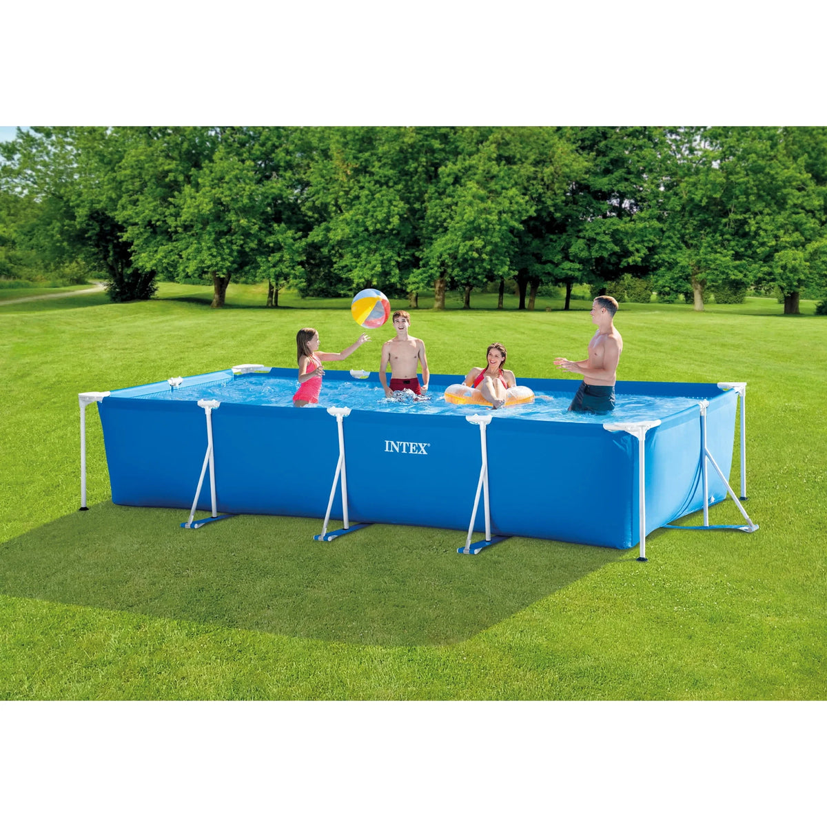 14ft x 33in Rectangular Above Ground Swimming Pool with Filter D6357