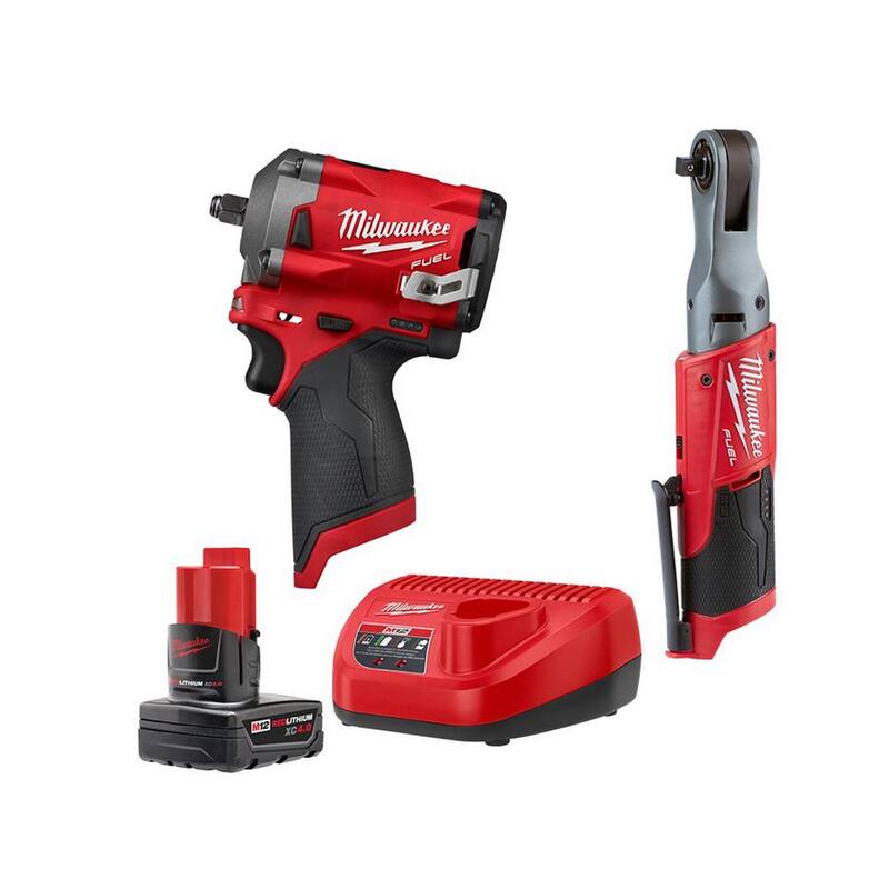 12V Lithium-Ion Brushless Cordless 3/8 in. Impact Wrench & Ratchet Kit E550