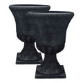 16 Inch Resin Outdoor Planter, Black (2 Pack) Z5951