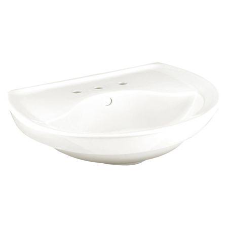White Pedestal Bathroom Sink with Overflow N750