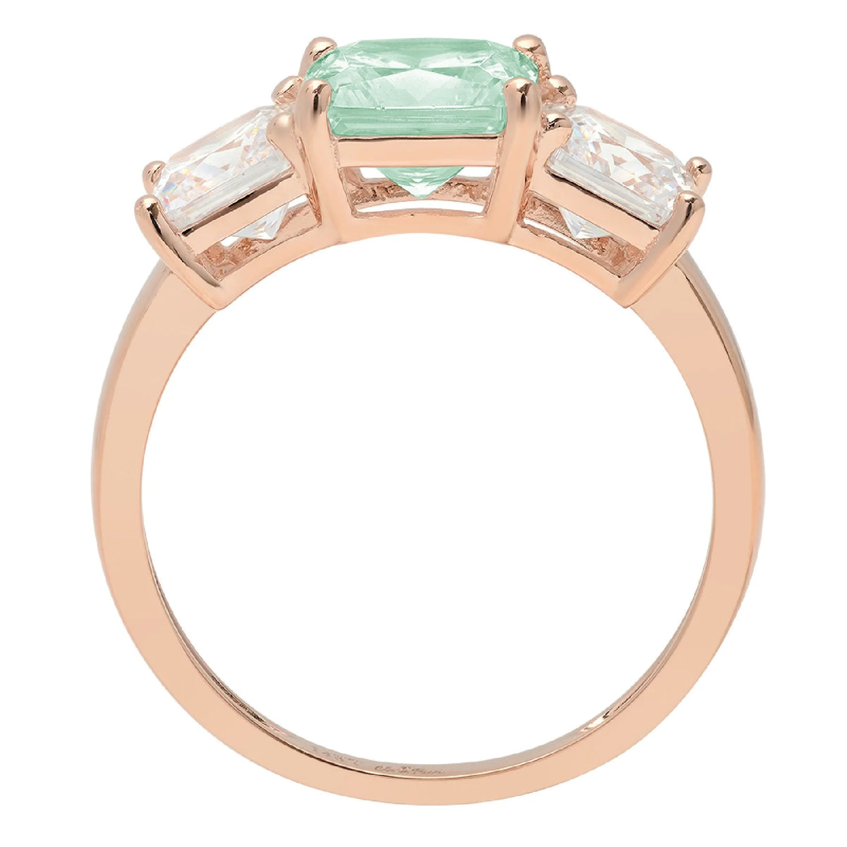 18k Rose Gold 3 Stone Moissanite Ring Size 3.5 J9621