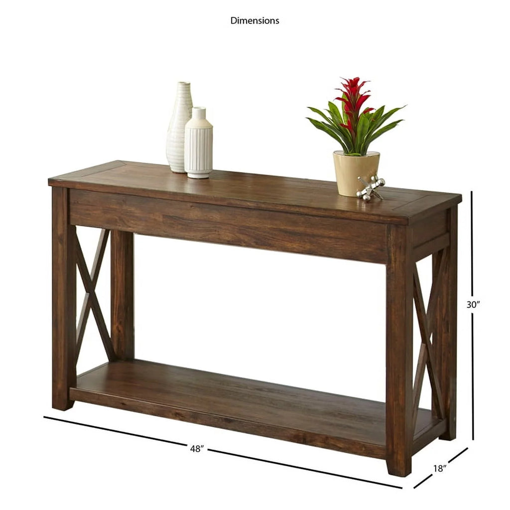 Rustic Wood Console Table in Mocha Brown Oak G1350