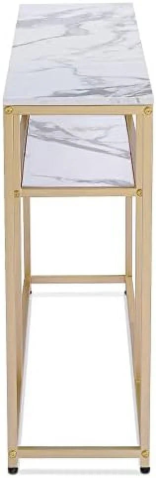Narrow White Marble Console Table 47 inch P4745