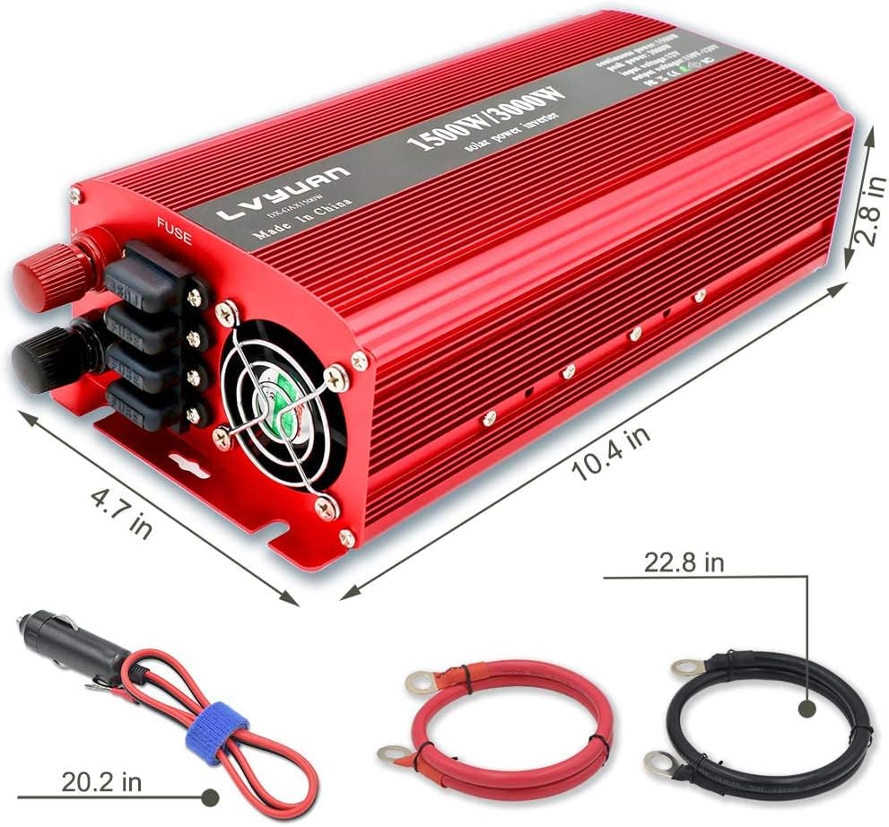 1500W Power Inverter with Dual AC Outlets and Dual USB Pack of 2 H172052