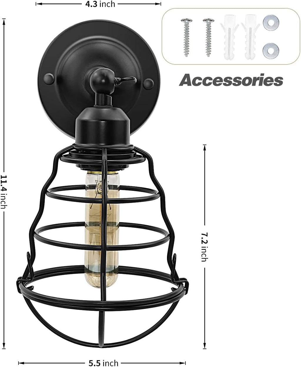 Black Wire Cage Wall Sconce 2pack O99370