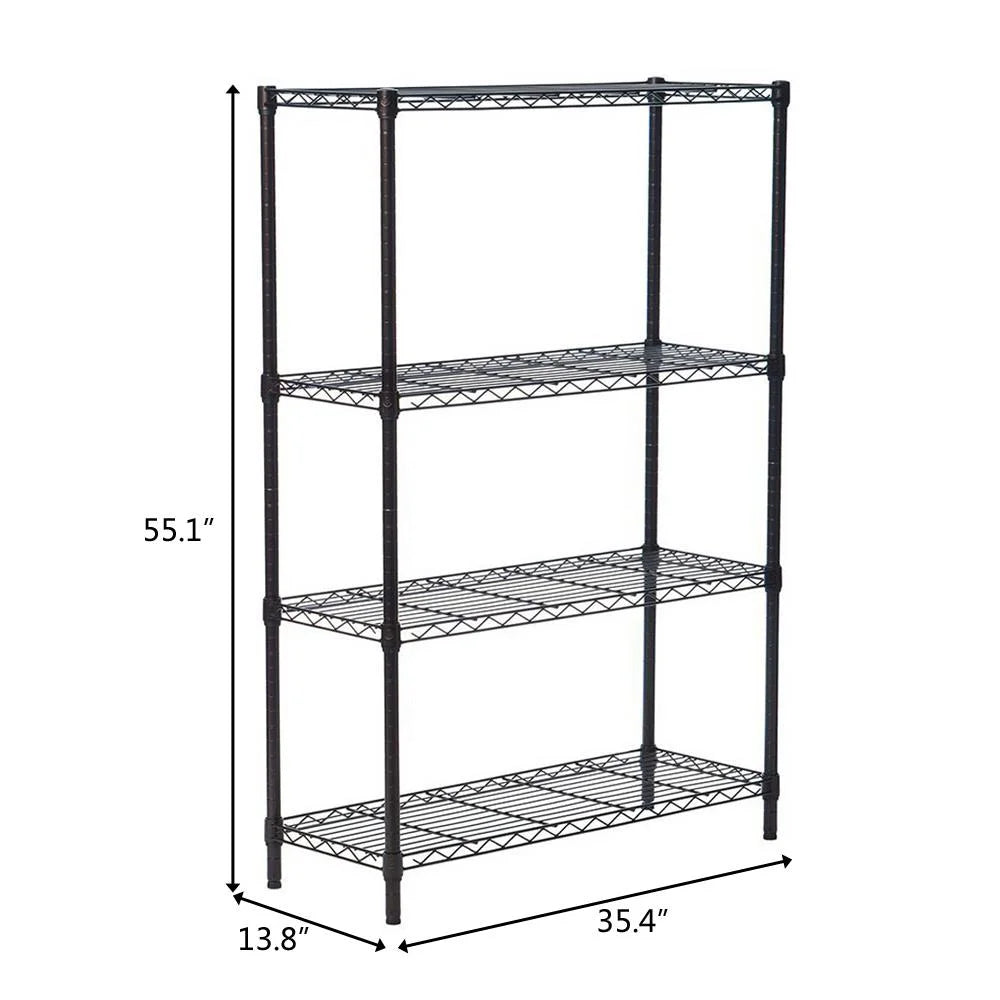 4 Layer Wire Shelving Rack Metal Shelf Adjustable Unit O47556