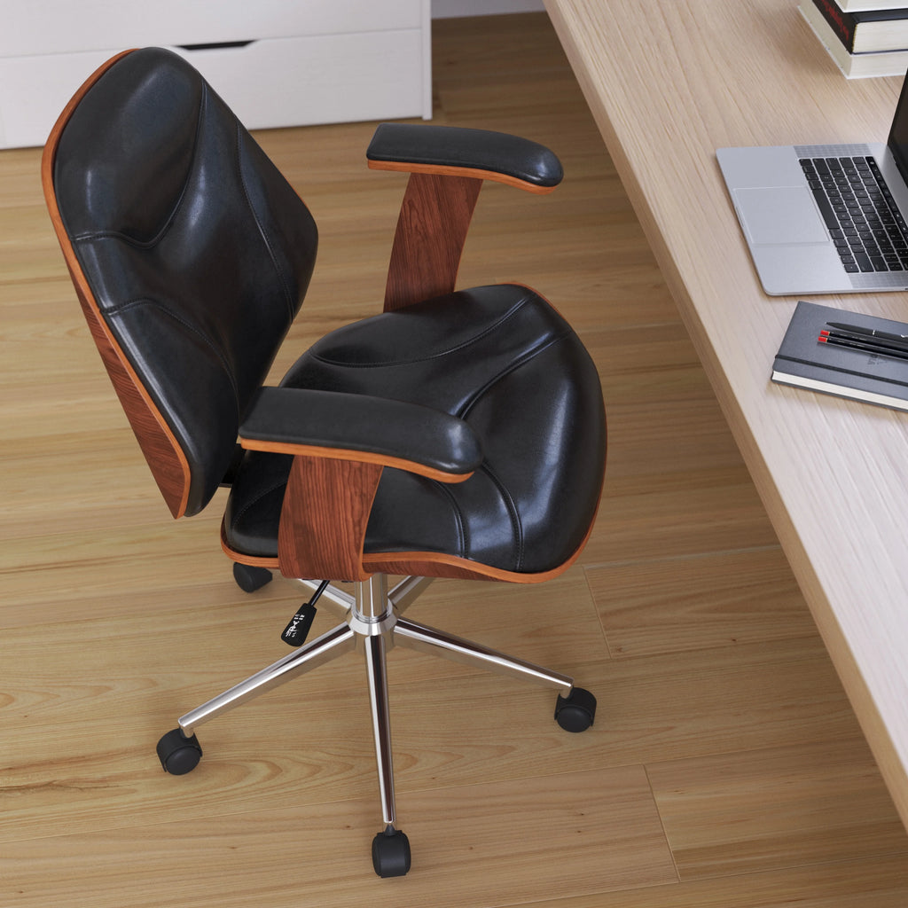 Black Faux Leather Ergonomic Office Chair J56304