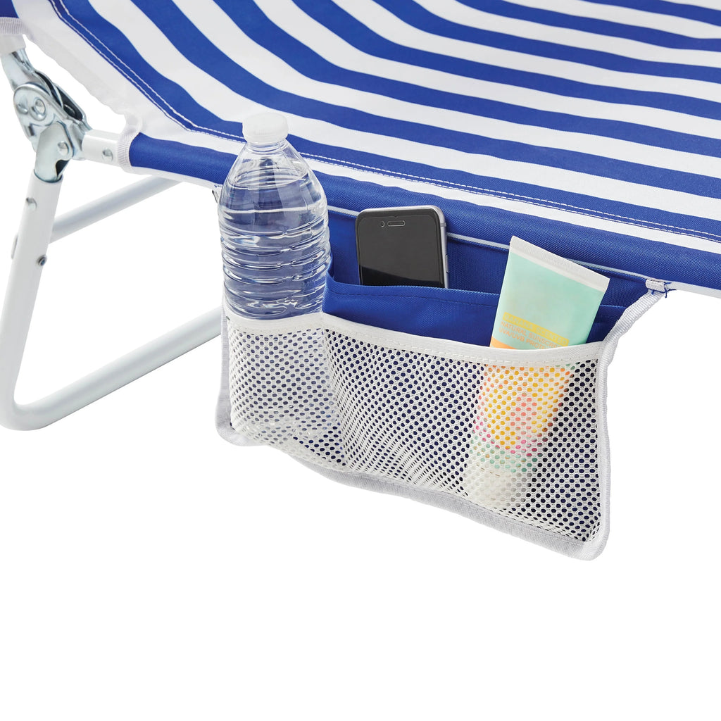 Blue & White Stripe Folding Beach Lounger 2-Pack O36174