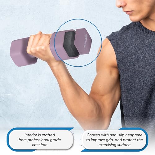 Neoprene Coated Hex Dumbbell Set with Rack 1-20 LBs W493259