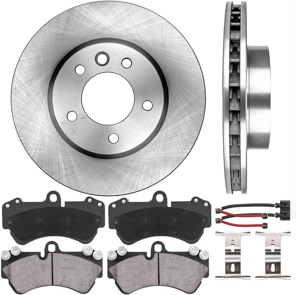 Premium OE 5 Lug Rotors + Ceramic Brake Pads + Sensors + Hardware T266209