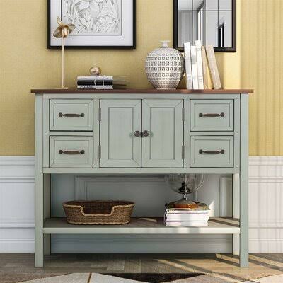 43'' Modern Console Table with 4 Drawers, 1 Cabinet and 1 Shelf S57891