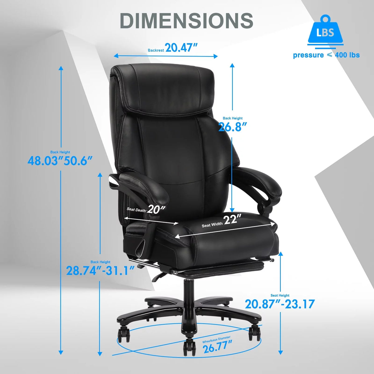 Black Big and Tall Fabric Executive Office Chair I281
