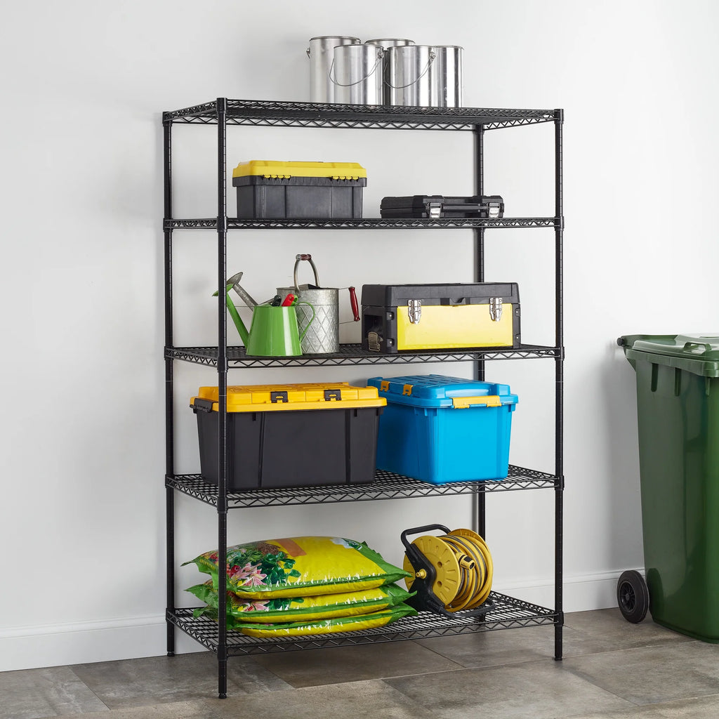 Steel 5-Tier Storage Shelf Unit Black A365