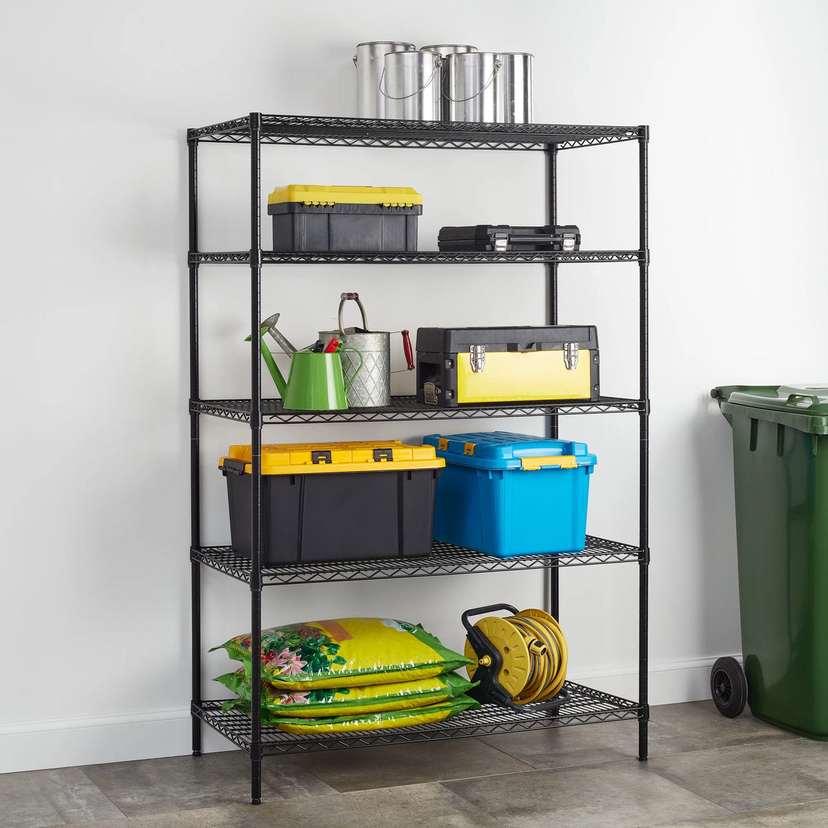 Steel 5-Tier Storage Shelf Unit Black A365