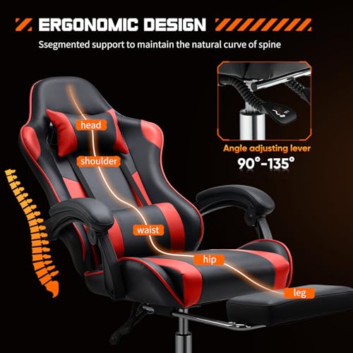 Ergonomic Computer Chair with Footrest and Lumbar Support W45341