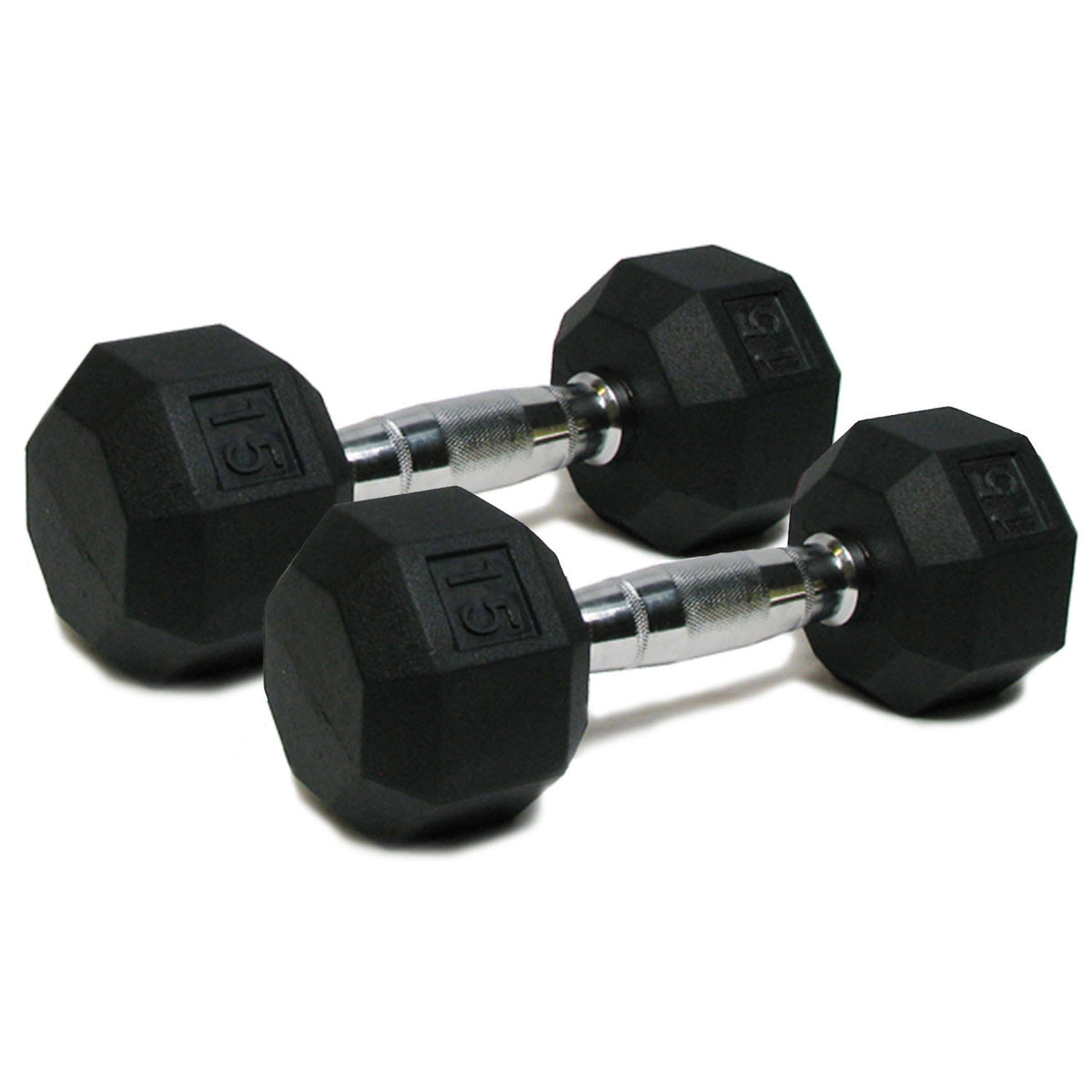 15-Pound Rubber Dumbbells (Pair) B2979