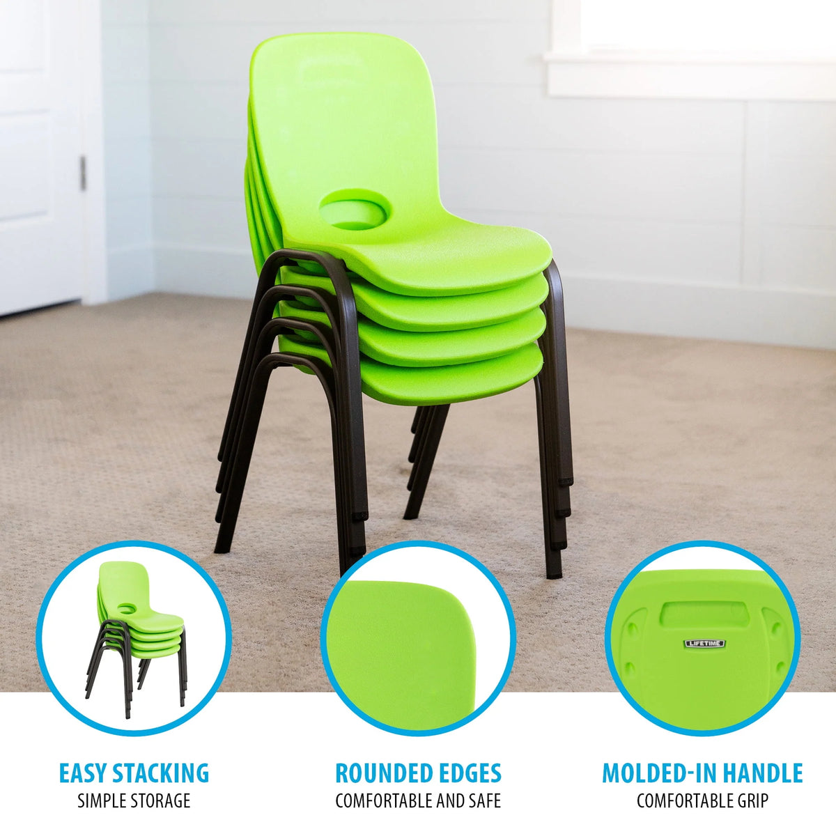 Lime Green Stacking Chairs 4 Pack V5217
