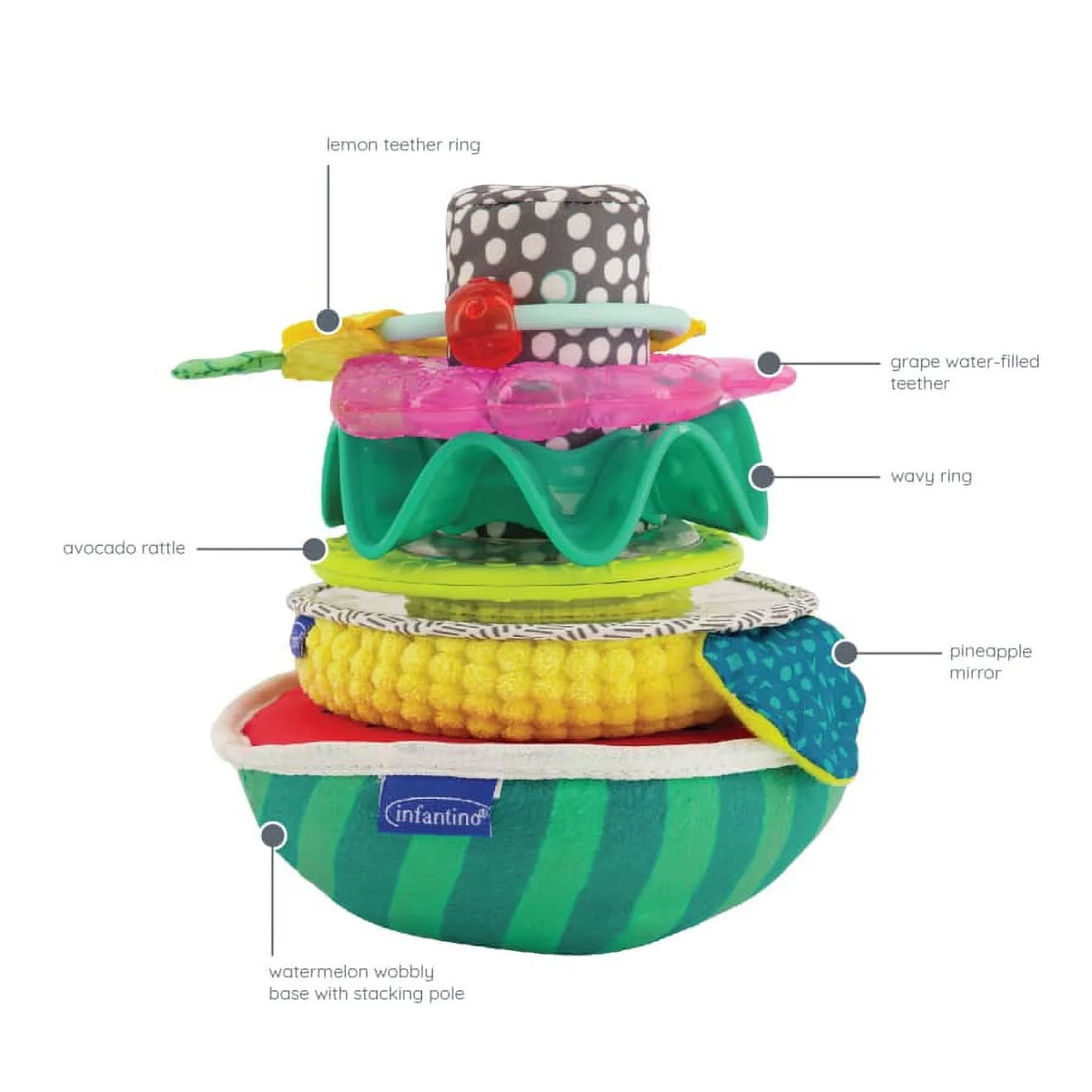 Multicolor Fruit-Shaped Sensory Stacking Rings Toy L8185