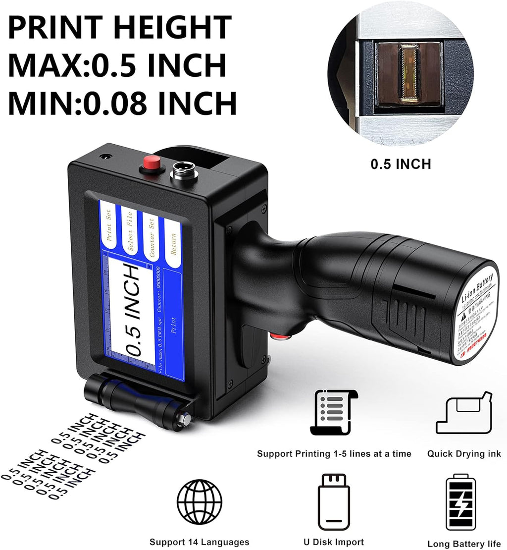 Handheld Inkjet Printer with 3.7 Inch Touch Screen H508