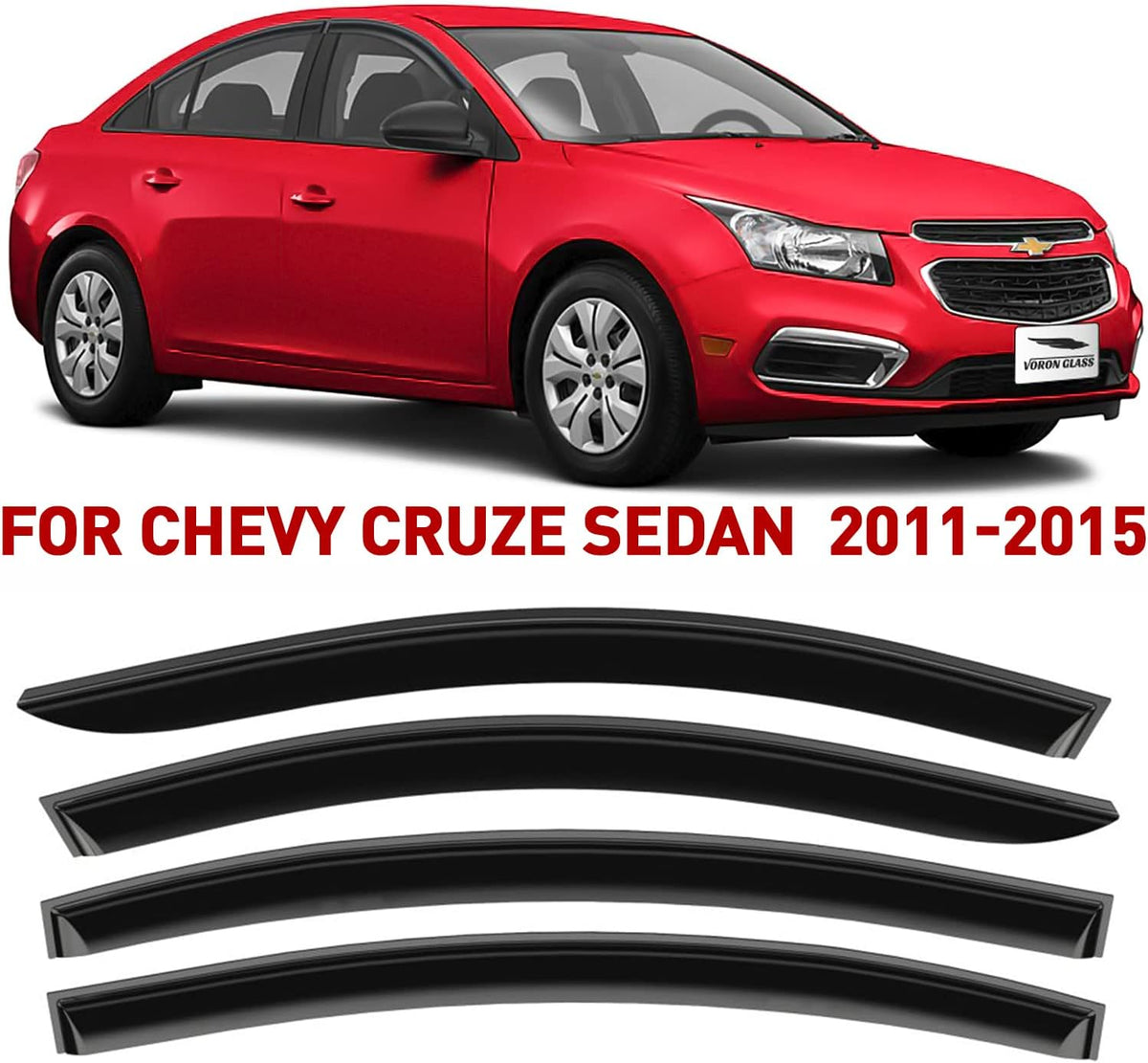 4 Pieces Glass Rain Guards for Chevrolet Cruze Sedan Q63620