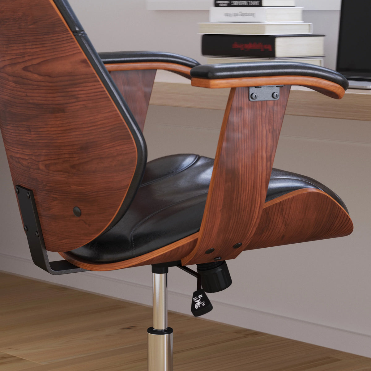 Black Faux Leather Ergonomic Office Chair J56304