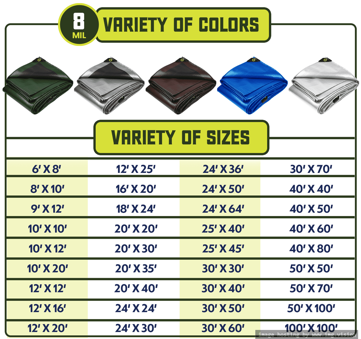 White 8 Mil Heavy Duty Waterproof Tarp 20′ X 35′Ft C63631