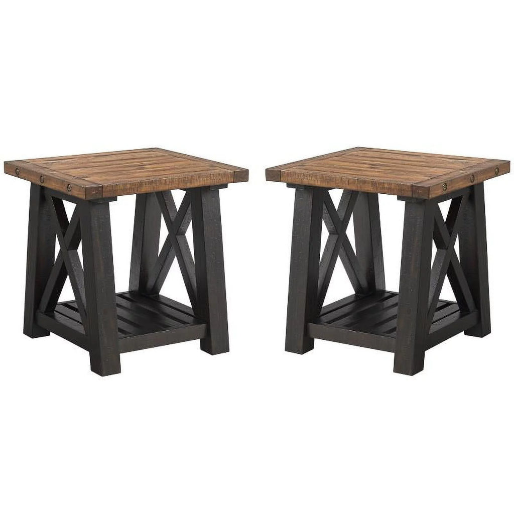Black Solid Wood End Table Set of 2 W213