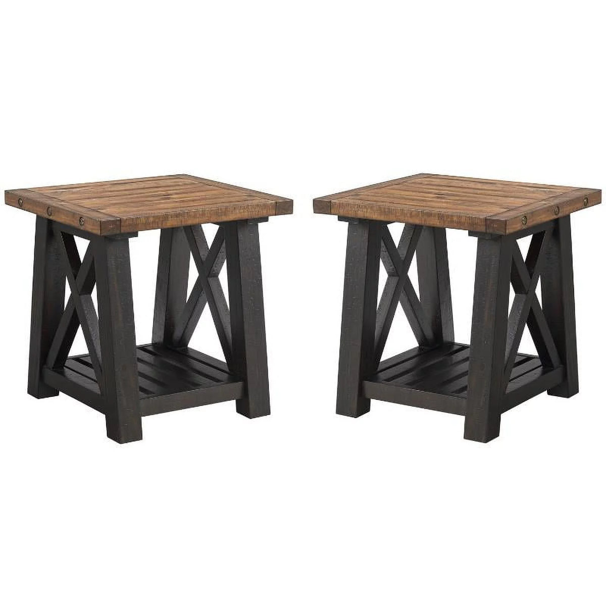 Black Solid Wood End Table Set of 2 W213