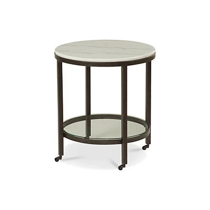 White Marble Round End Table Z295161