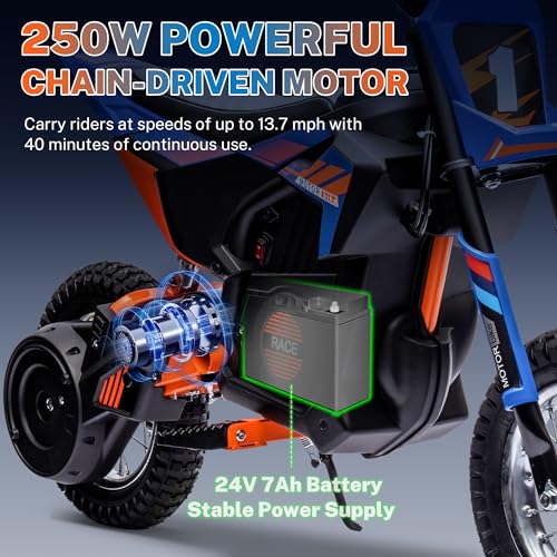 24V 250W Kids Electric Dirt Bike with Air-Filled Tires F3632