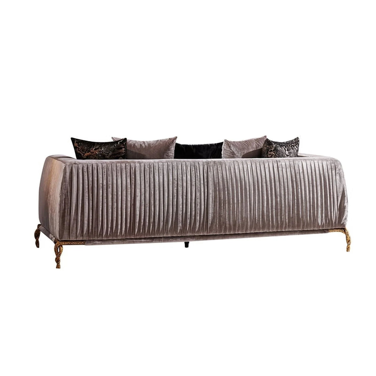 Ivory Velvet 2PC Living Room Set with Wood R3759