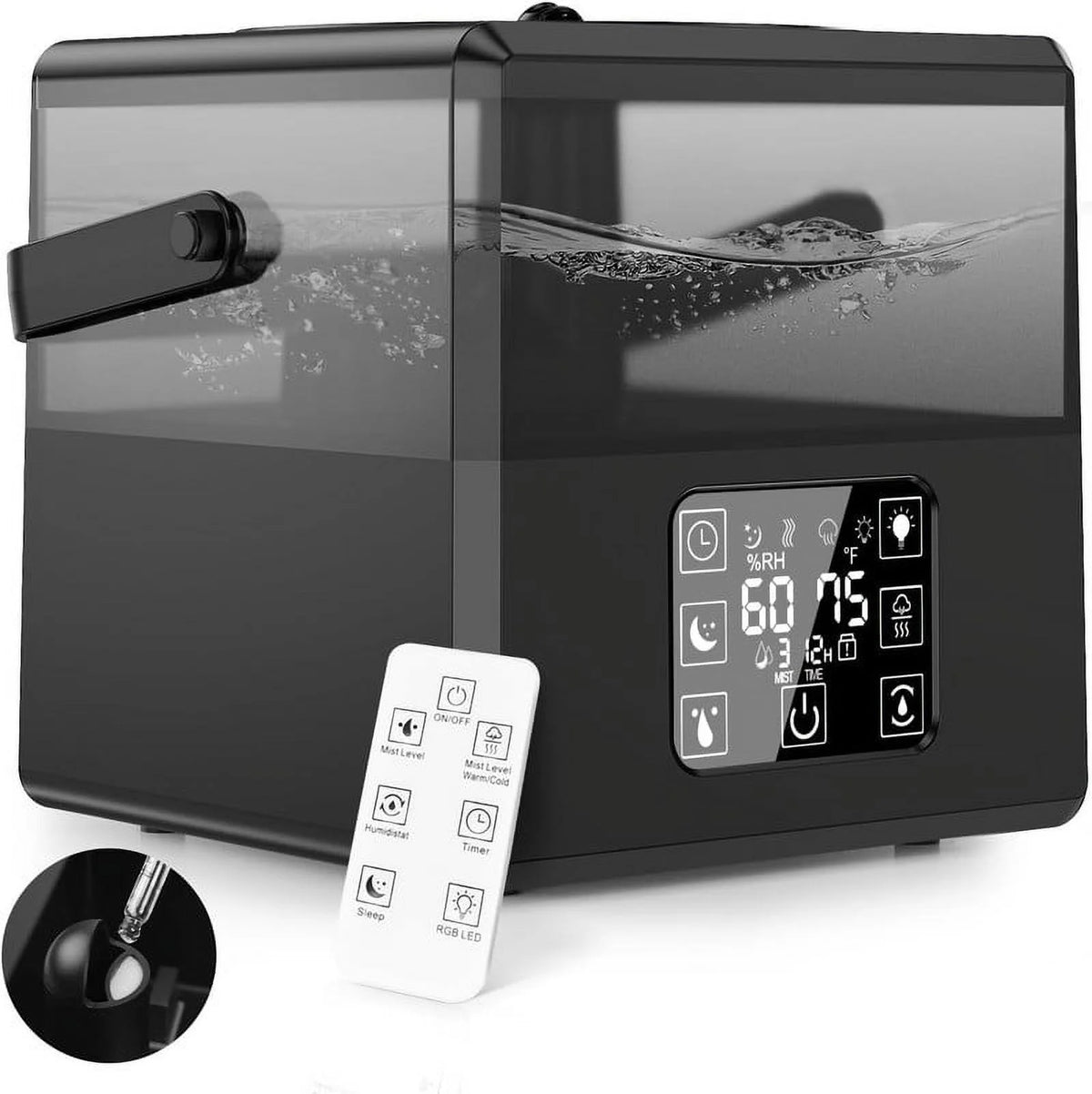 Black Warm & Cool Mist Humidifier with Remote Control P56068