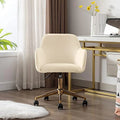 Velvet Desk Chair with Woven Backrest and Gold Base H6816