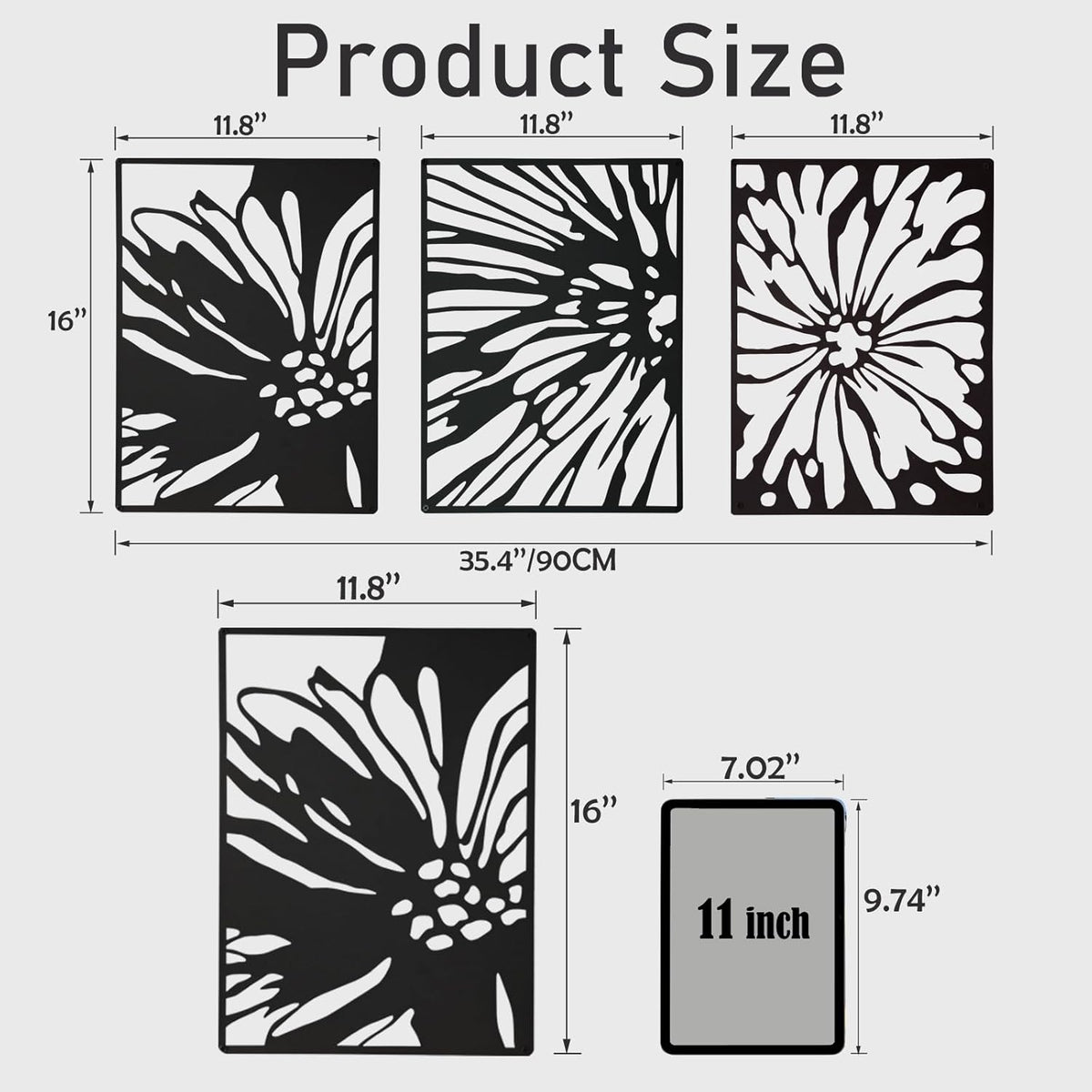 3PCS Black Metal Wall Art Decor C16589