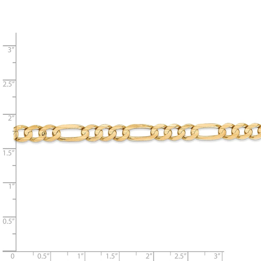 14kt Yellow Gold 6mm Open Figaro Chain 18 inch Lobster Clasp V7804