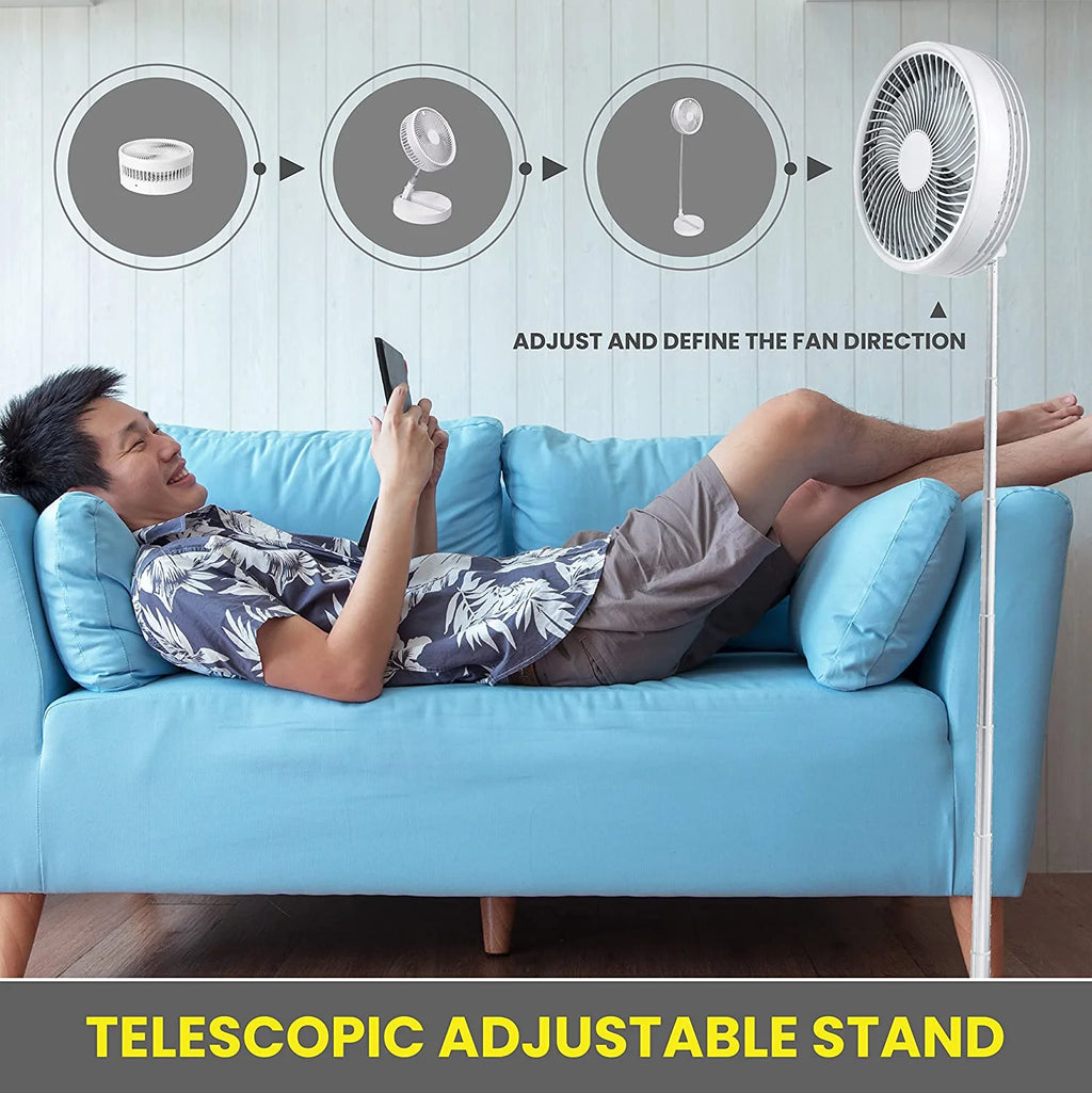Adjustable Height 40 in. Foldable Portable Rechargeable Floor and Table Fan N182