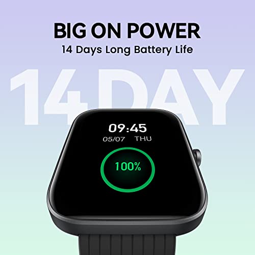 Black Smart Watch with 1.69 inch Display, 14-Day Battery Life, Blood Oxygen Heart Rate Monitor Y9351