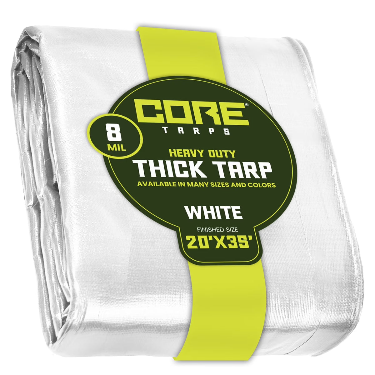 White 8 Mil Heavy Duty Waterproof Tarp 20′ X 35′Ft C63631