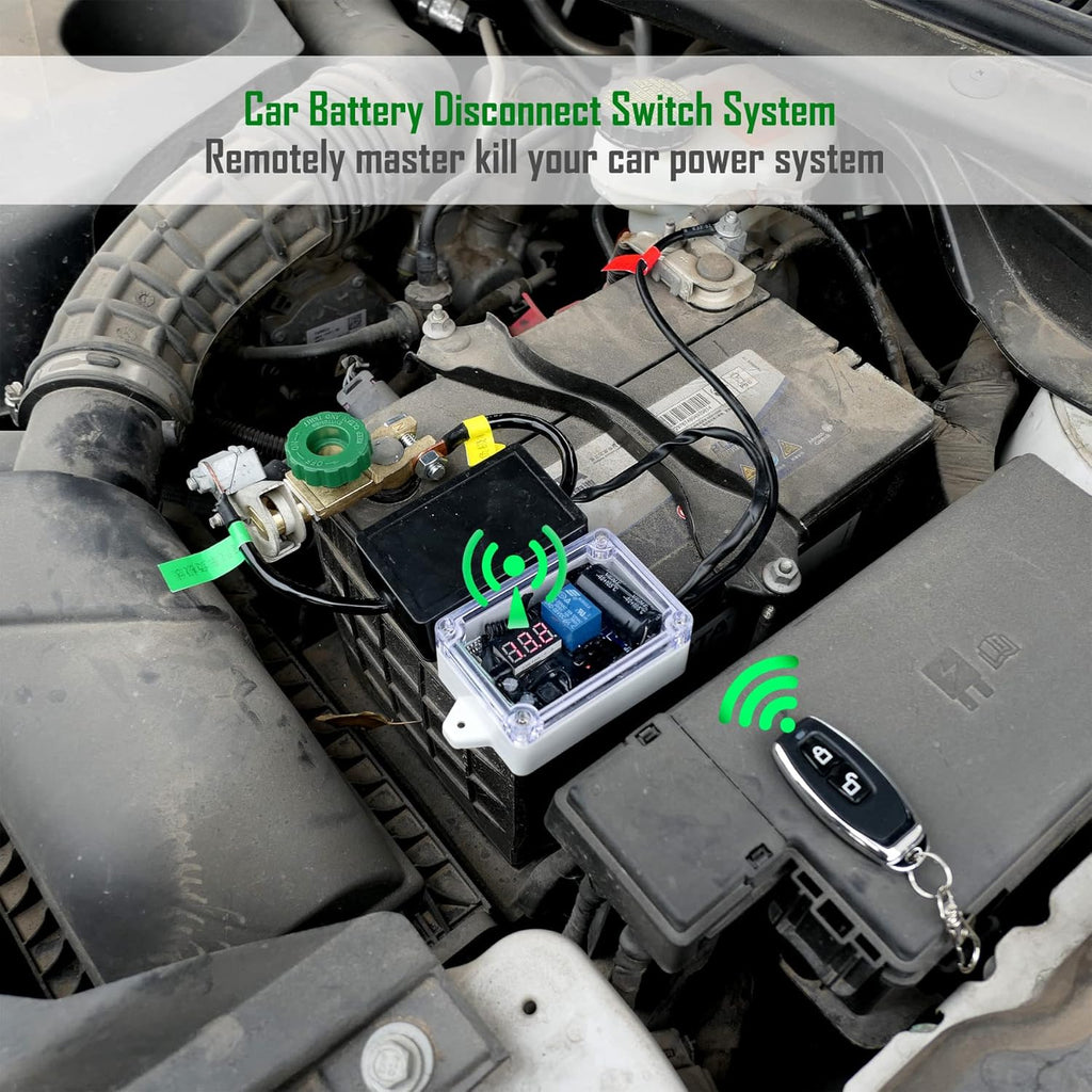 12V Battery Disconnect Switch with LED Digital Voltmeter Display Dual Wireless Control M594