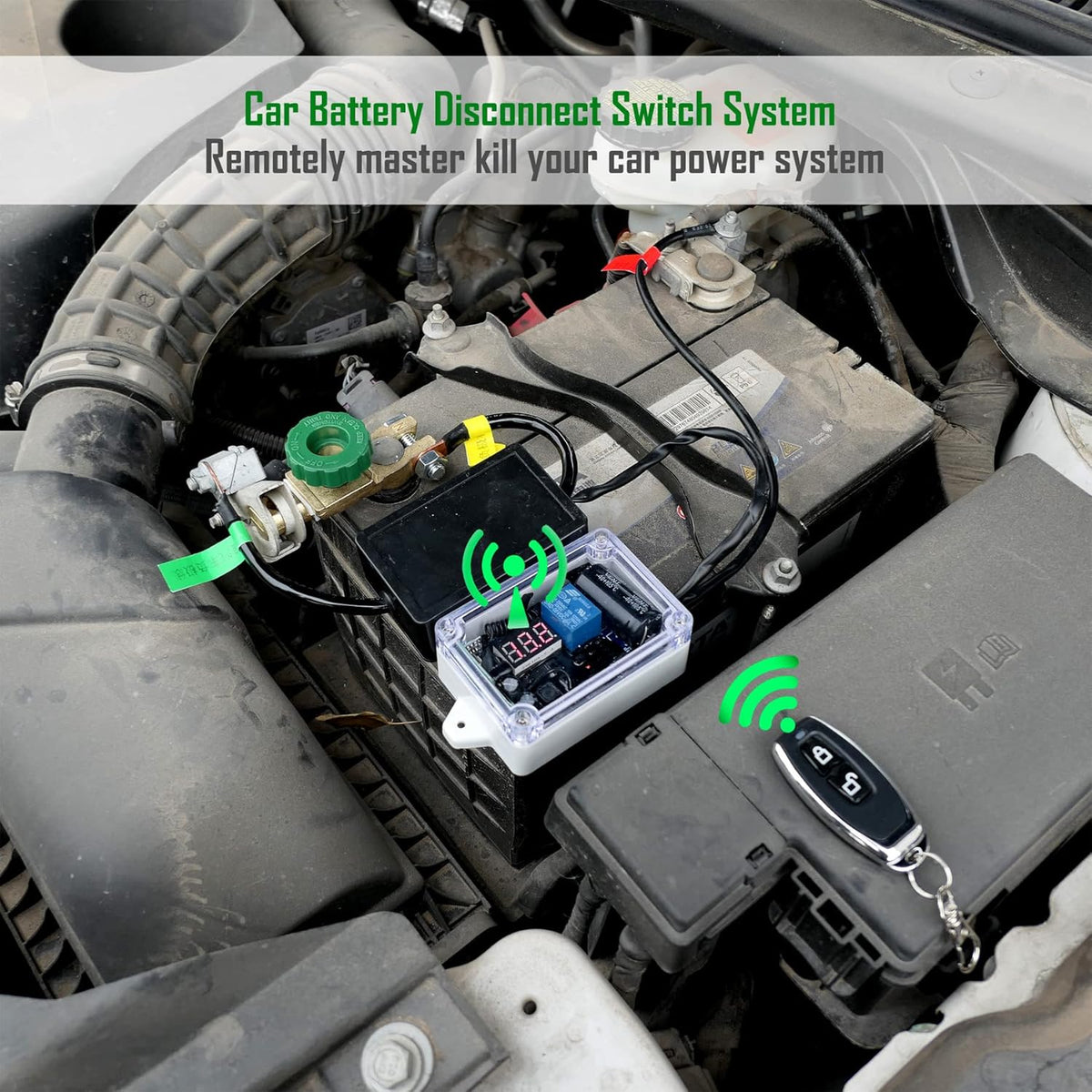 12V Battery Disconnect Switch with LED Digital Voltmeter Display Dual Wireless Control M594