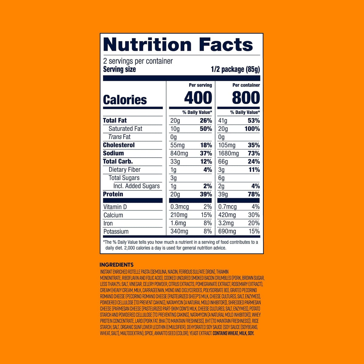 Mountain Food Pasta Carbonara Freeze Dried Meals 2 Servings D45098