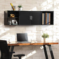 Black Floating TV Stand Wall Mounted Media Console W394842