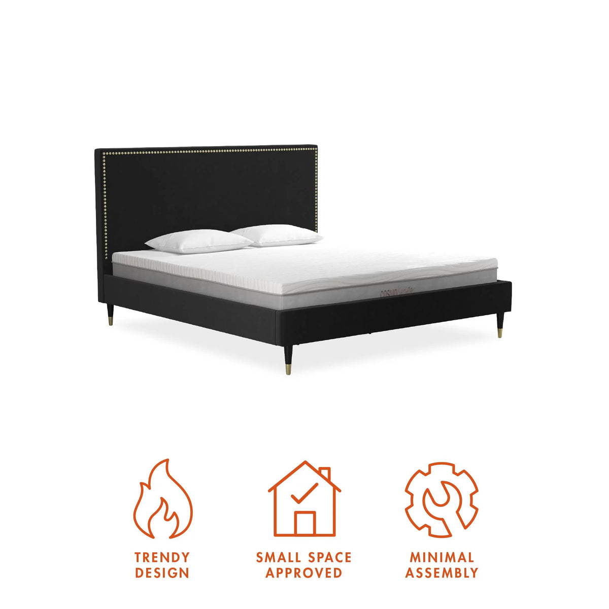 Black Velvet King Upholstered Bed C2993