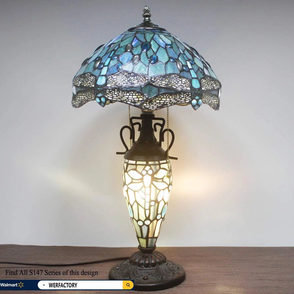 Sea Blue Stained Glass Table Lamp T714