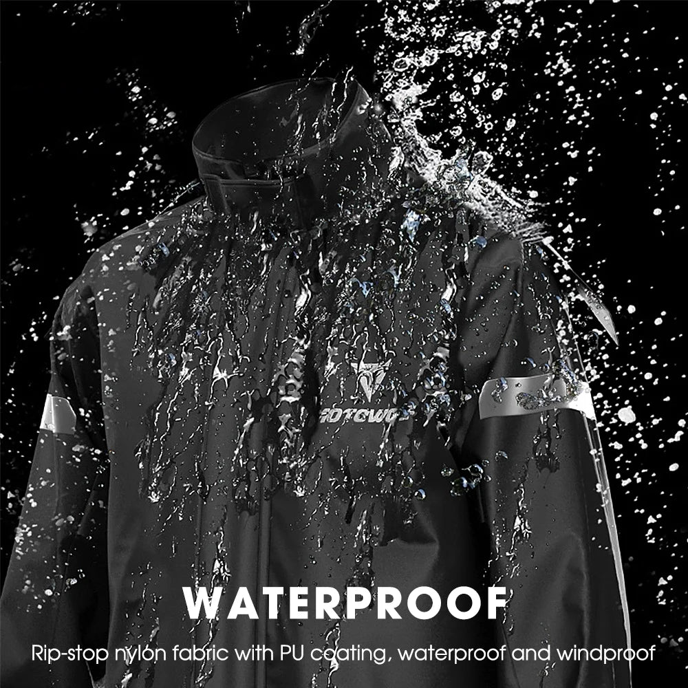 Men Motorcycle Reflective Waterproof Rain Jacket and Pants Rain Gear Q3983