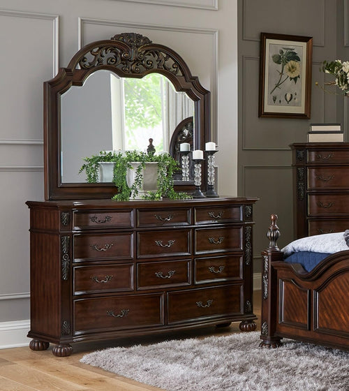 11 Drawers Cherry Finish Wood Dresser K7847