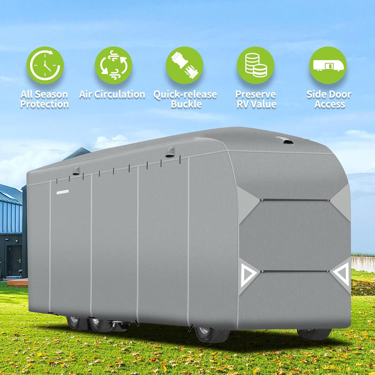 Class A RV Cover for 30-33’ with Side Door Access U824